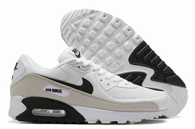 Cheap Nike Air Max 90 Men's Shoes White Grey Black-42
